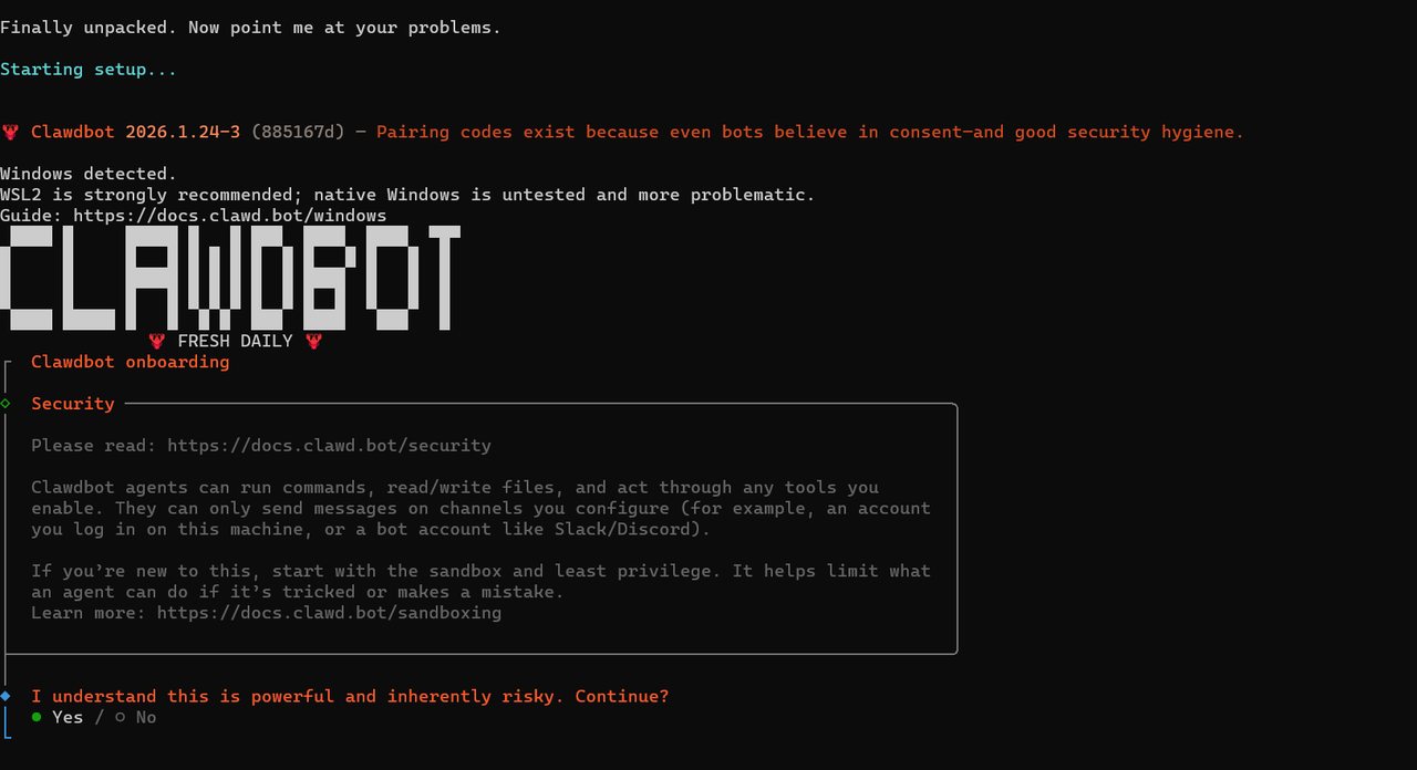 OpenClaw Installation Welcome Screen